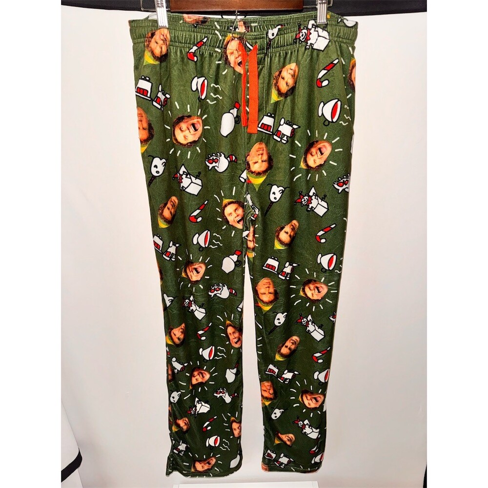 Elf Buddy the Elf Pajama Pants Men's XL Green Allover Print Christmas